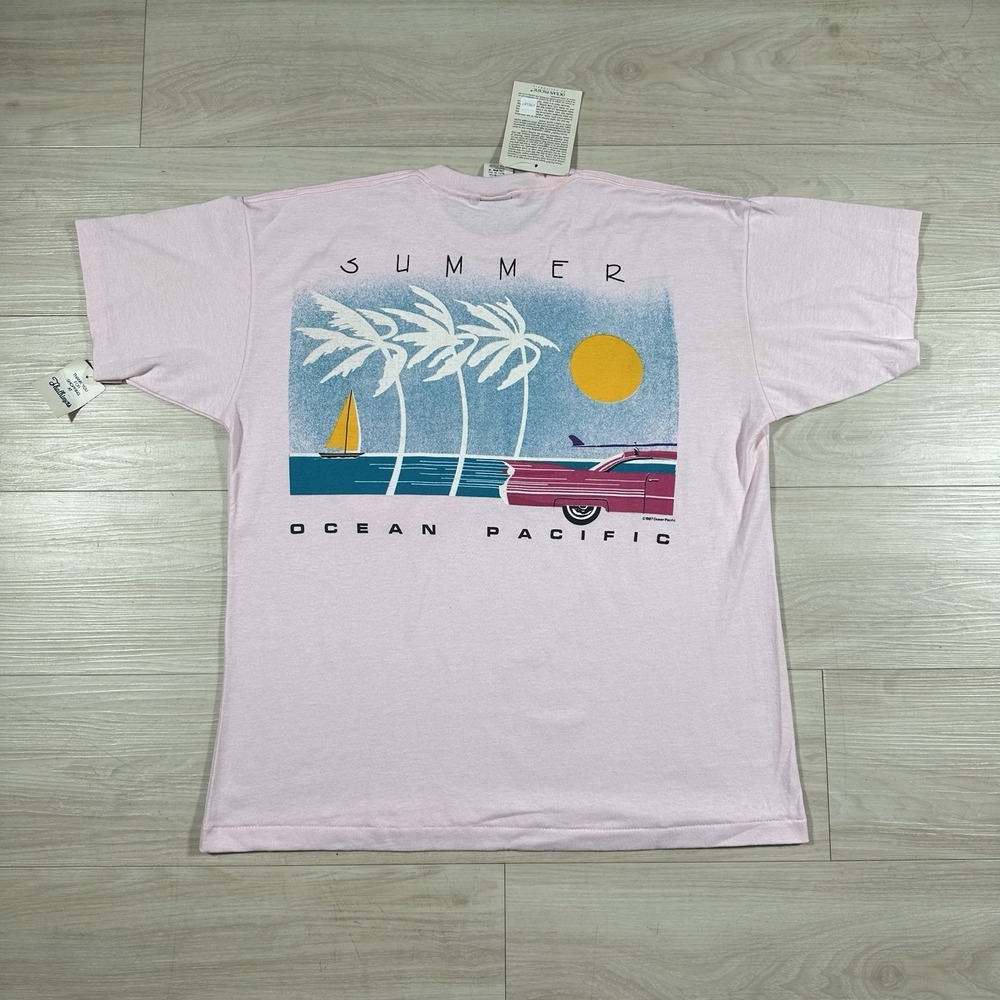 VTG Ocean Pacific Sunwear NWT Tags Attached T Shirt 80s Surf Surfer Hawaii Large